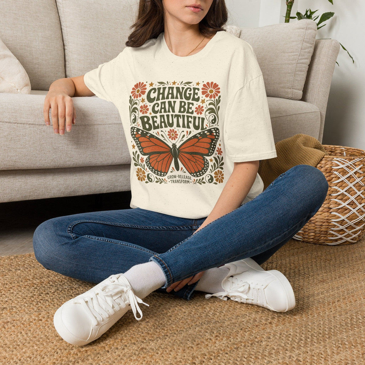 Change Can Be Beautiful Butterfly T-Shirt in Natural – TalkTees