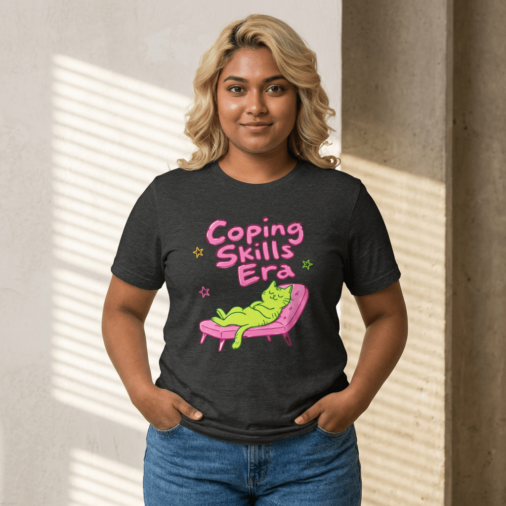 Coping Skills Era Cat T-Shirt in Dark Grey Heather – TalkTees