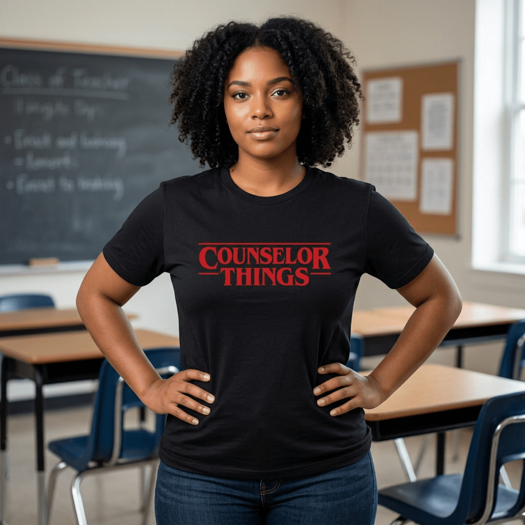 Counselor Things Retro T-Shirt in Black – TalkTees