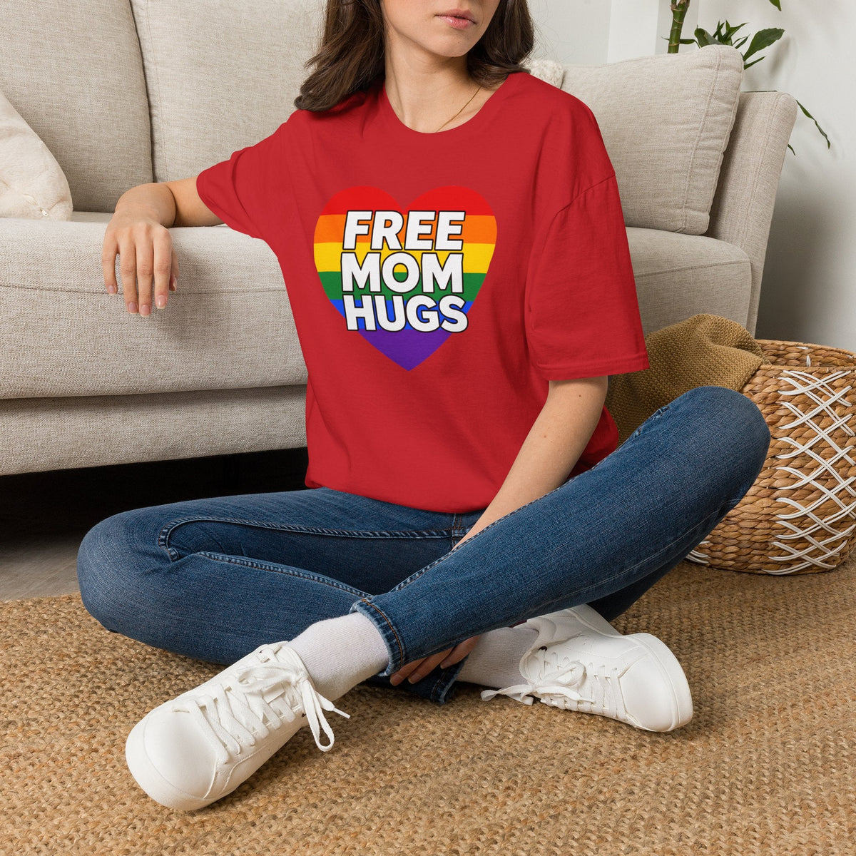 Free Mom Hugs Rainbow Heart T-Shirt – TalkTees