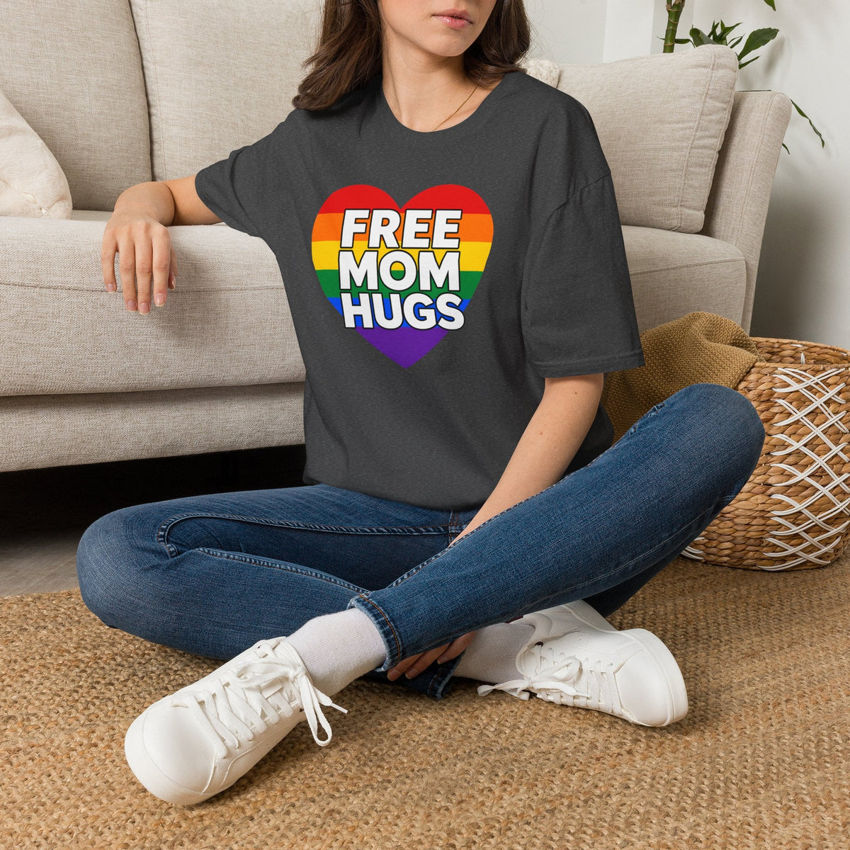 Free Mom Hugs Rainbow Heart T-Shirt – TalkTees