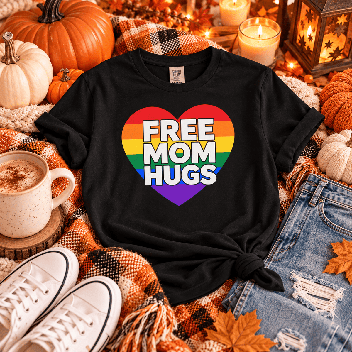 Free Mom Hugs Rainbow Heart T-Shirt – TalkTees