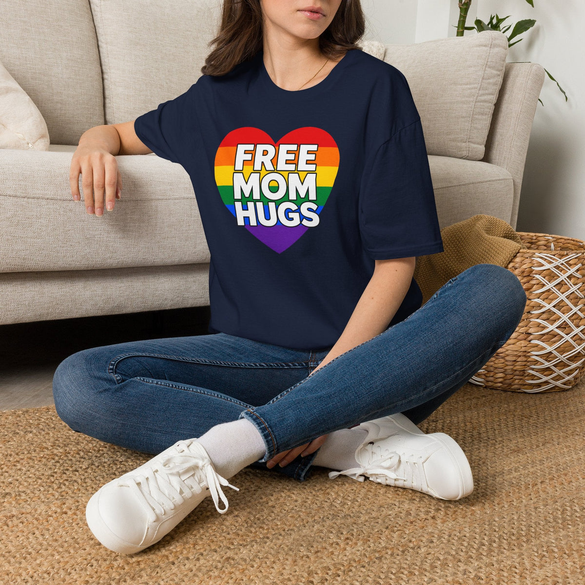 Free Mom Hugs Rainbow Heart T-Shirt – TalkTees