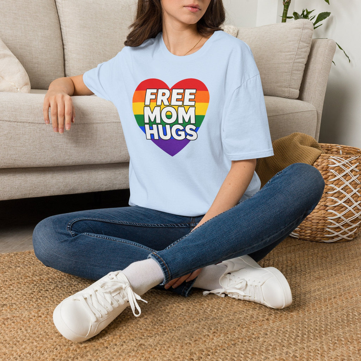 Free Mom Hugs Rainbow Heart T-Shirt – TalkTees