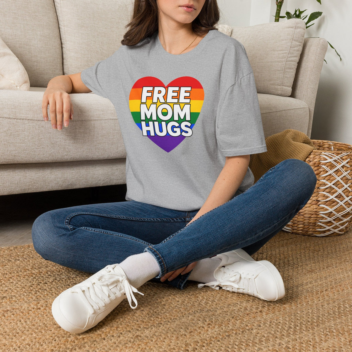Free Mom Hugs Rainbow Heart T-Shirt – TalkTees
