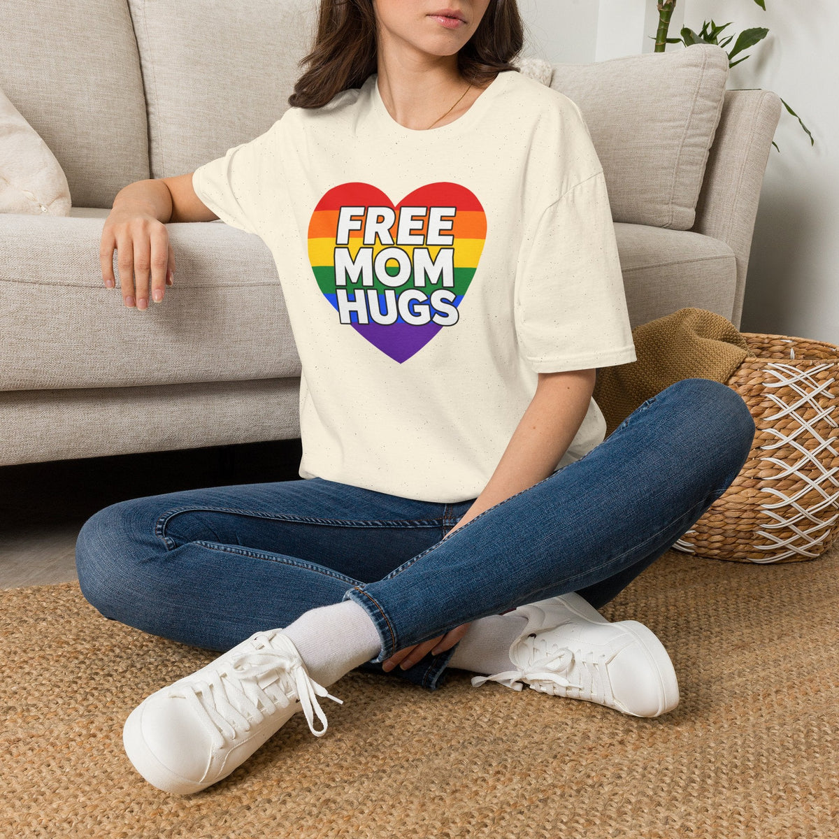 Free Mom Hugs Rainbow Heart T-Shirt – TalkTees