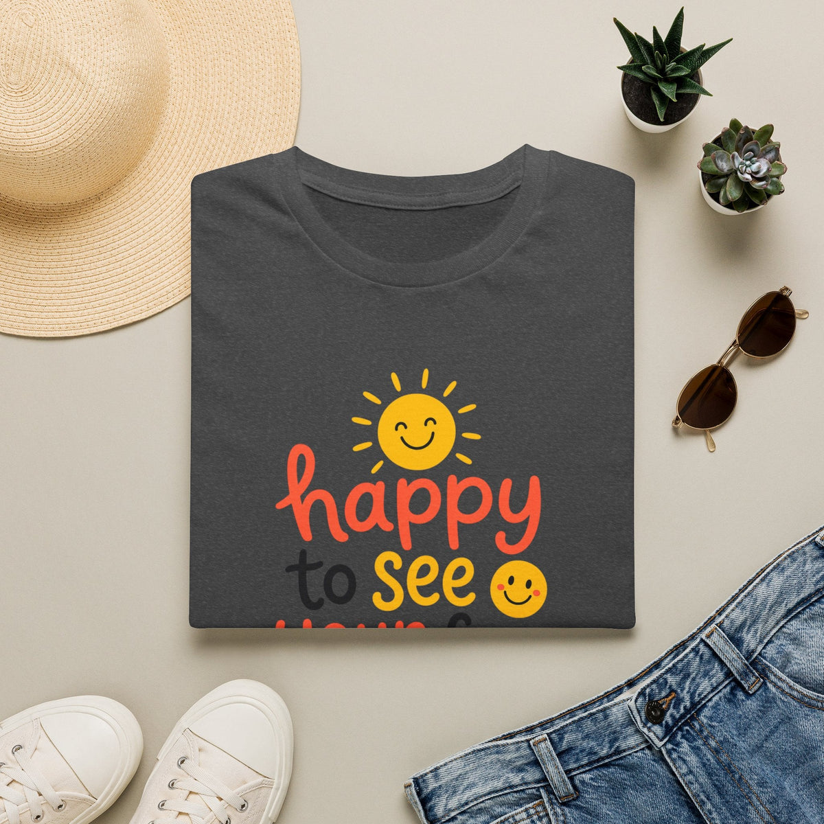 Happy To See Your Face T-Shirt in Dark Heather – TalkTees