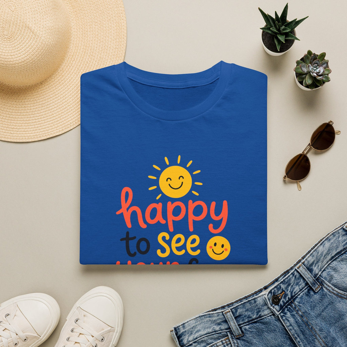 Happy To See Your Face T-Shirt in Royal – TalkTees