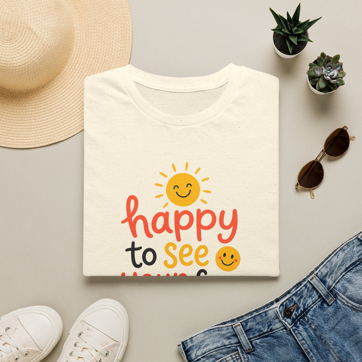 Happy To See Your Face T-Shirt in Natural – TalkTees