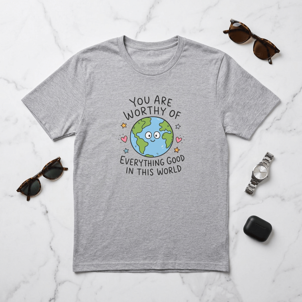 You Are Worthy Earth T-Shirt in Sport Grey – TalkTees