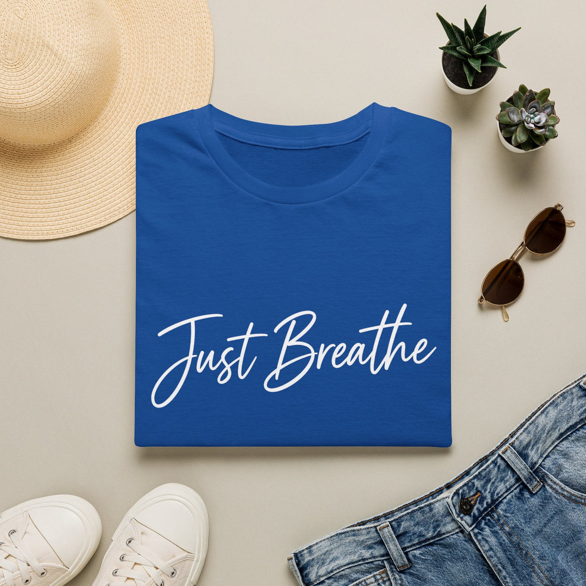 Just Breathe T-Shirt in Royal – TalkTees