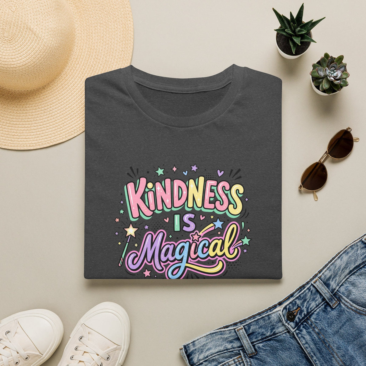 Kindness Is Magical Rainbow T-Shirt in Dark Heather – TalkTees
