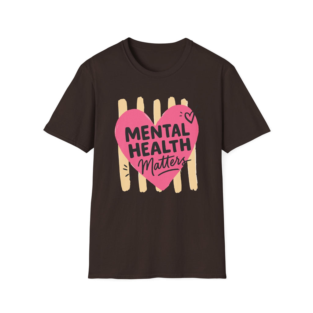 Mental Health Matters Heart T-Shirt in Dark Chocolate – TalkTees