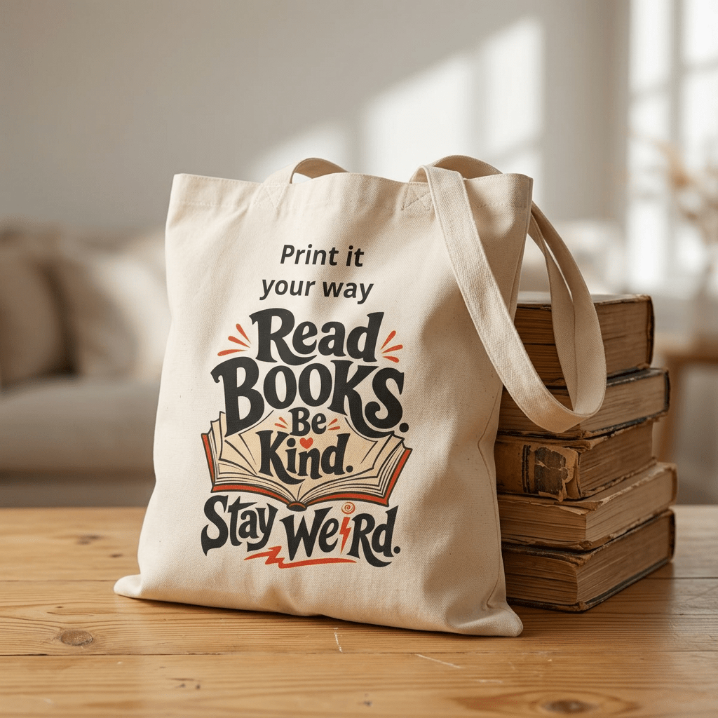 Read Books, Be Kind, Stay Weird Tote in Natural – TalkTees