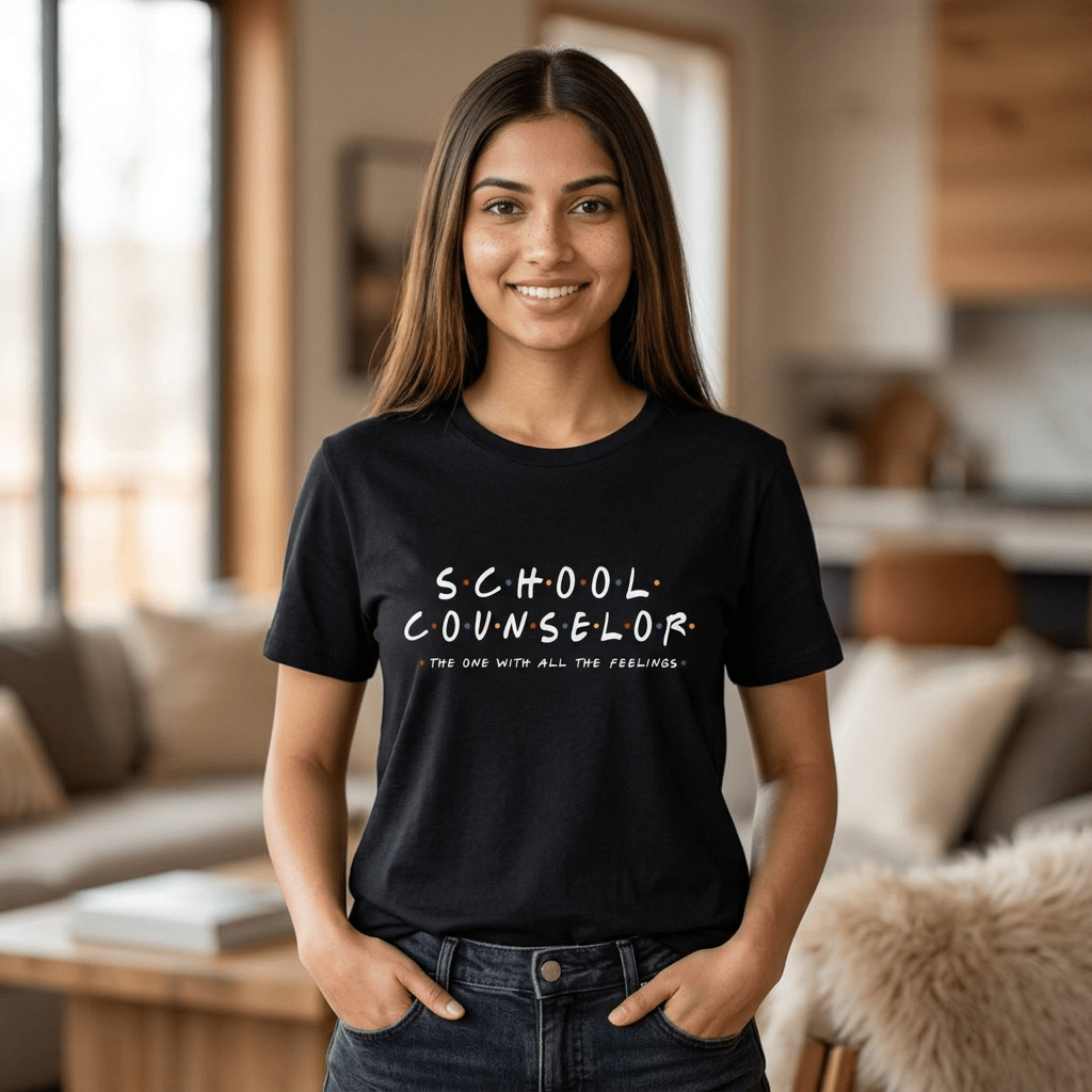 School Counselor Minimal Dot Line T-Shirt in Black – TalkTees