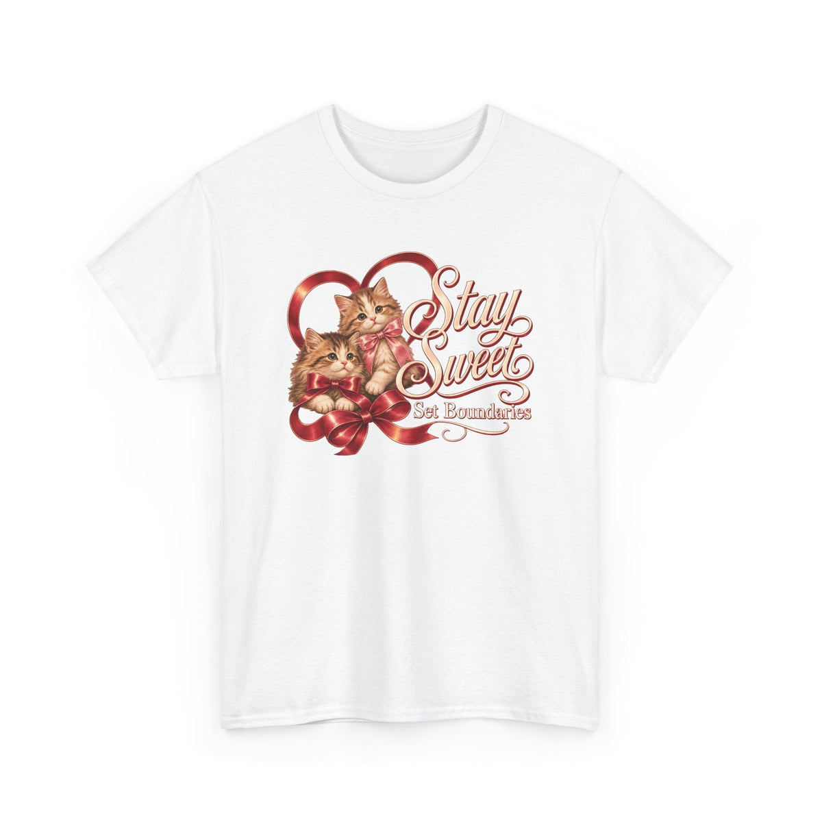 Stay Sweet, Set Boundaries Cat Tee in White – TalkTees