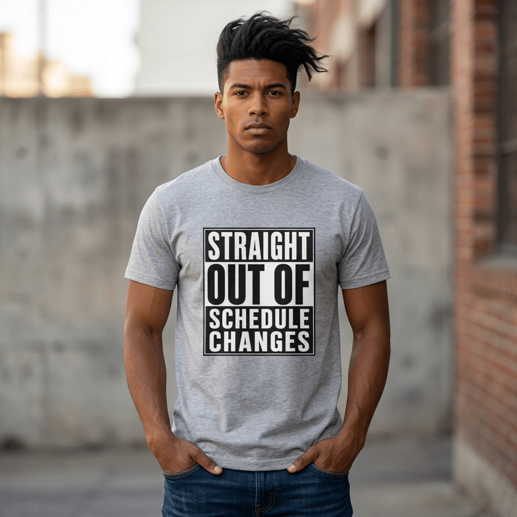 Straight Out Of Schedule Changes T-Shirt in Sport Grey – TalkTees