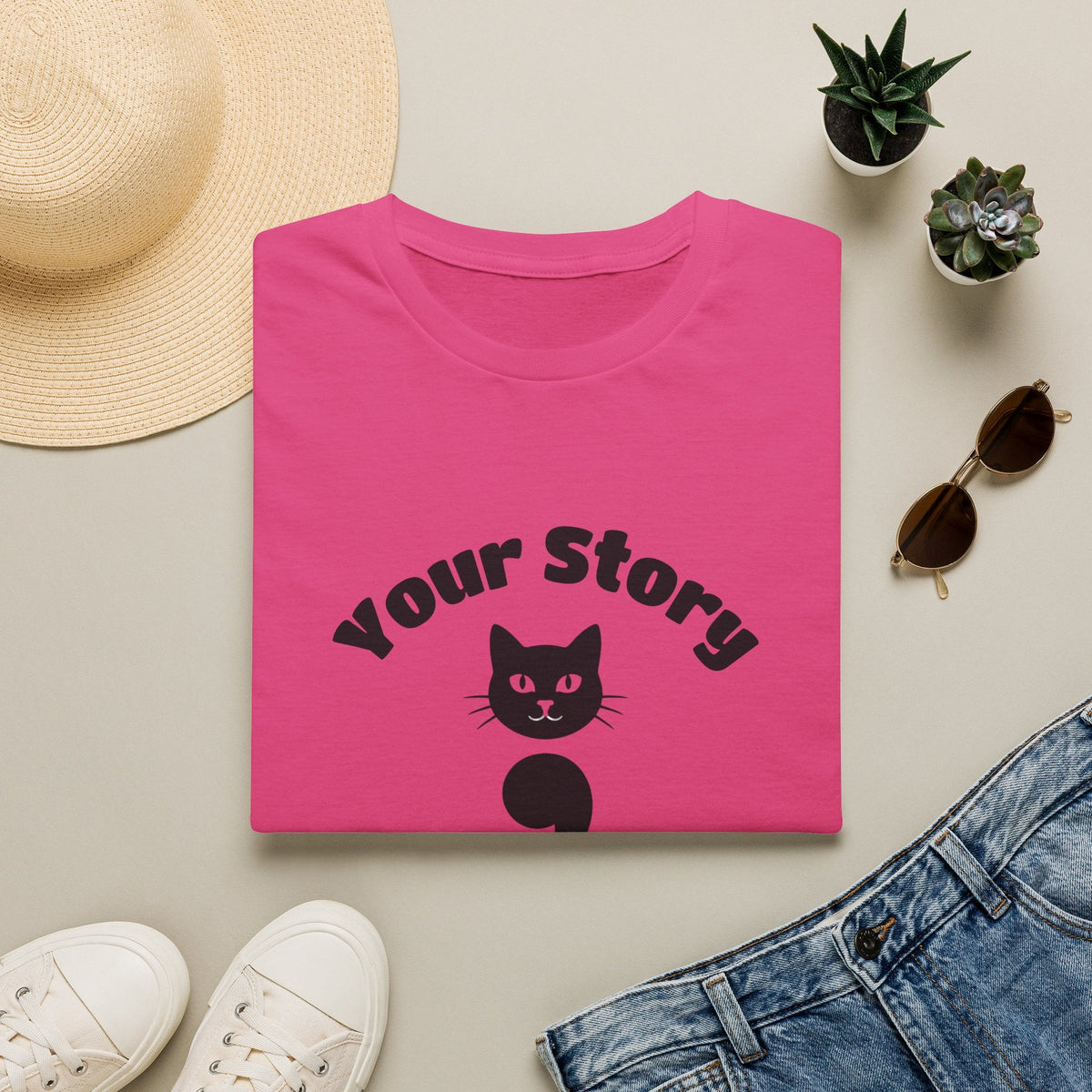 Your Story Isn't Over Semicolon Cat Tee in Heliconia – TalkTees
