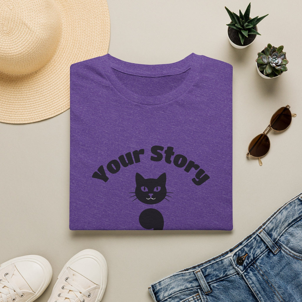 Your Story Isn't Over Semicolon Cat Tee in Heather Purple – TalkTees