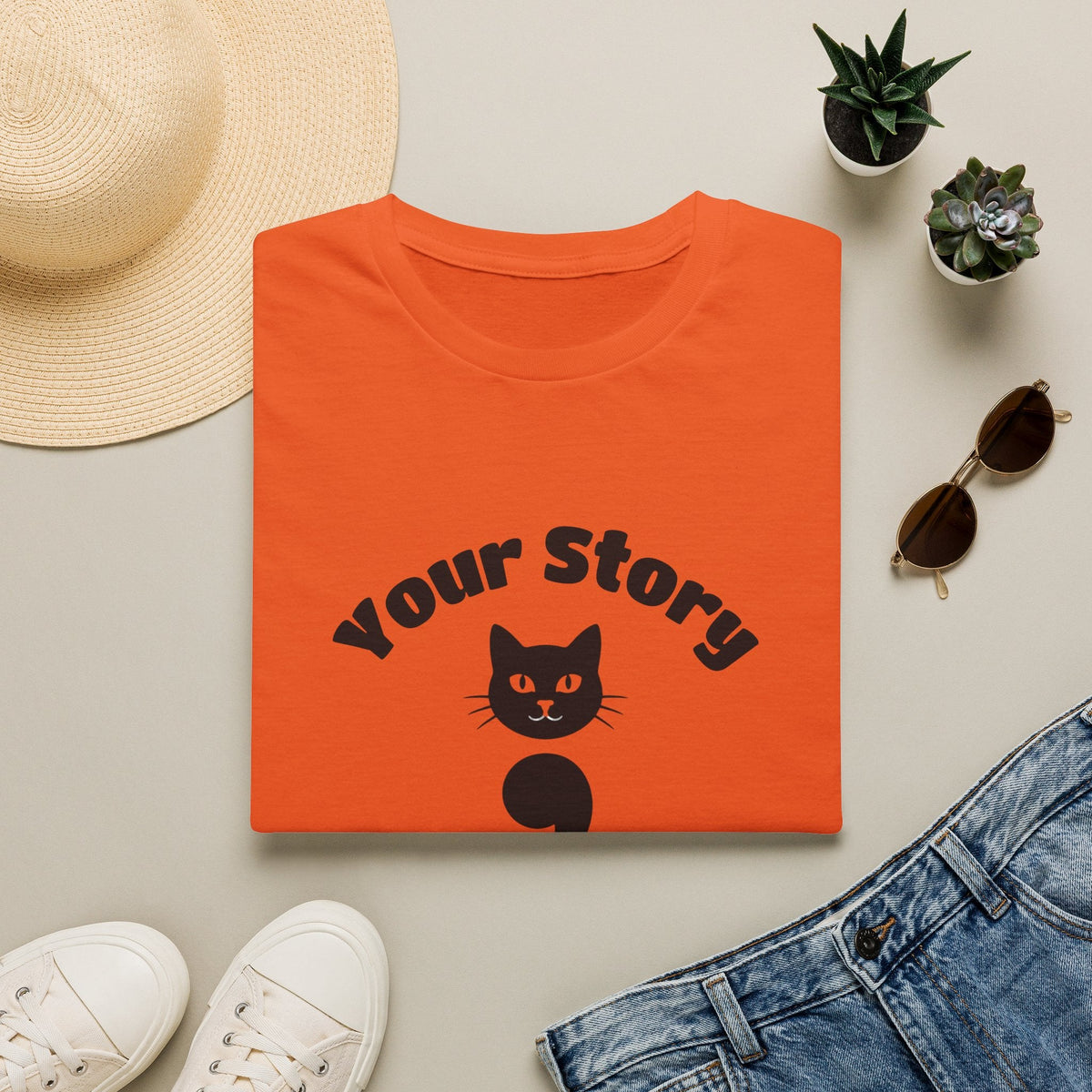 Your Story Isn't Over Semicolon Cat Tee in Orange – TalkTees