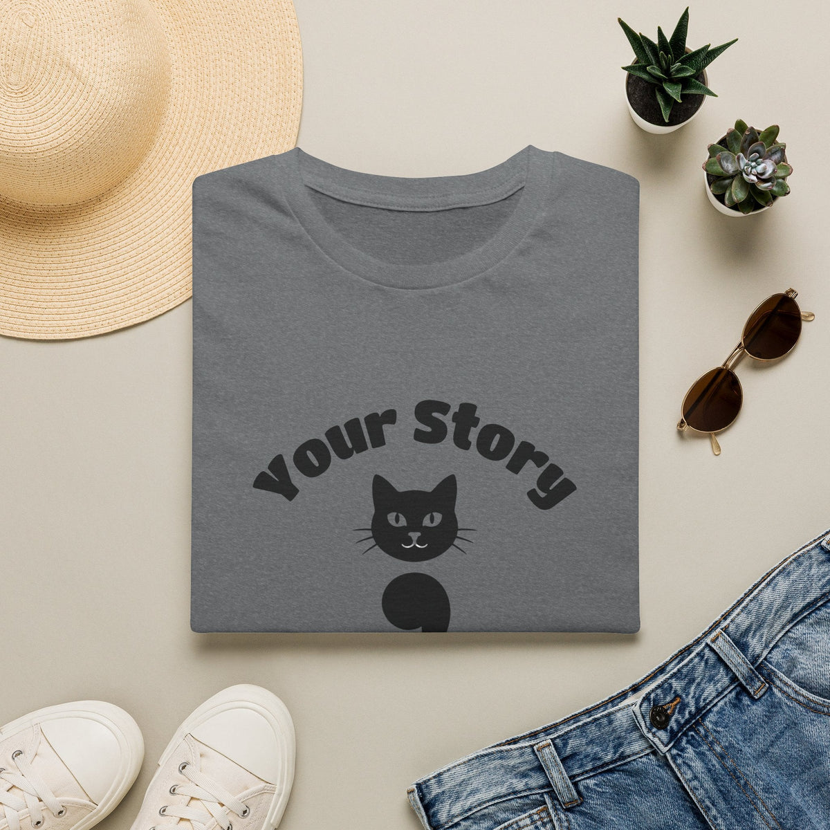 Your Story Isn't Over Semicolon Cat Tee in Graphite Heather – TalkTees