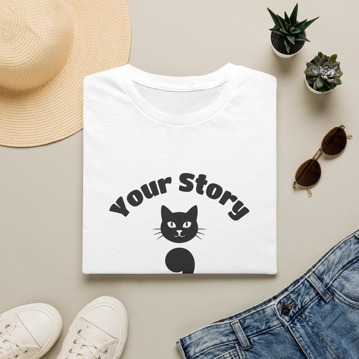 Your Story Isn't Over Semicolon Cat Tee in White – TalkTees