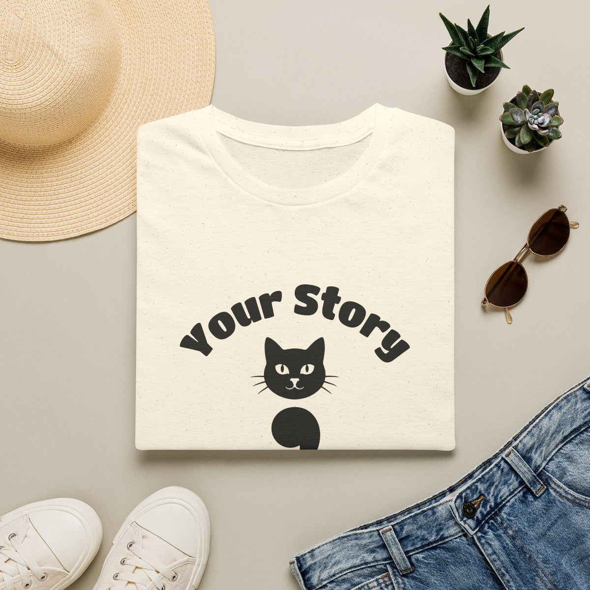 Your Story Isn't Over Semicolon Cat Tee in Natural – TalkTees